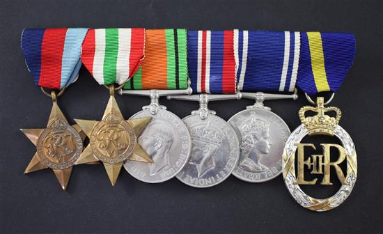 A WWII group of six medals, awarded to Captain A.S. Chrystal, Royal Ordnance Corps,